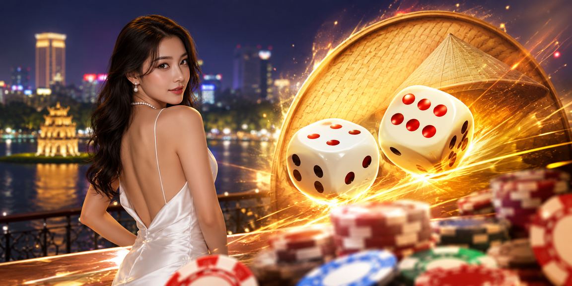 Không khí vui tươi tại Hà Nội với hình ảnh nón lá và trò chơi tài xỉu xúc xắc đặc trưng văn hóa Việt