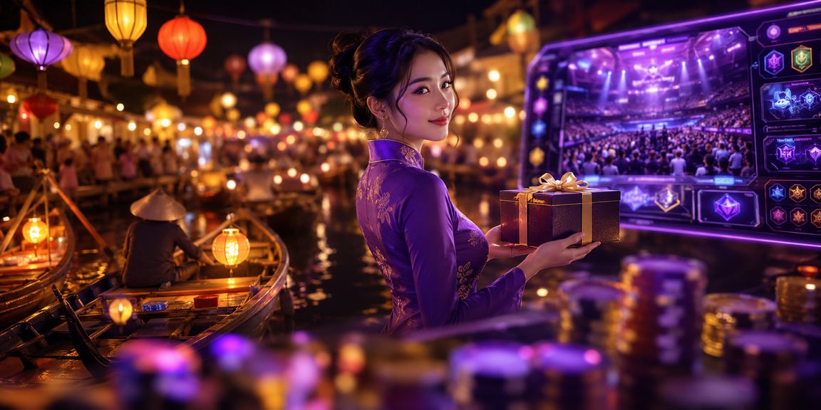 Người chơi trẻ tại Huế đặt cược esports trong không khí chợ đêm nhộn nhịp với ánh đèn rực rỡ