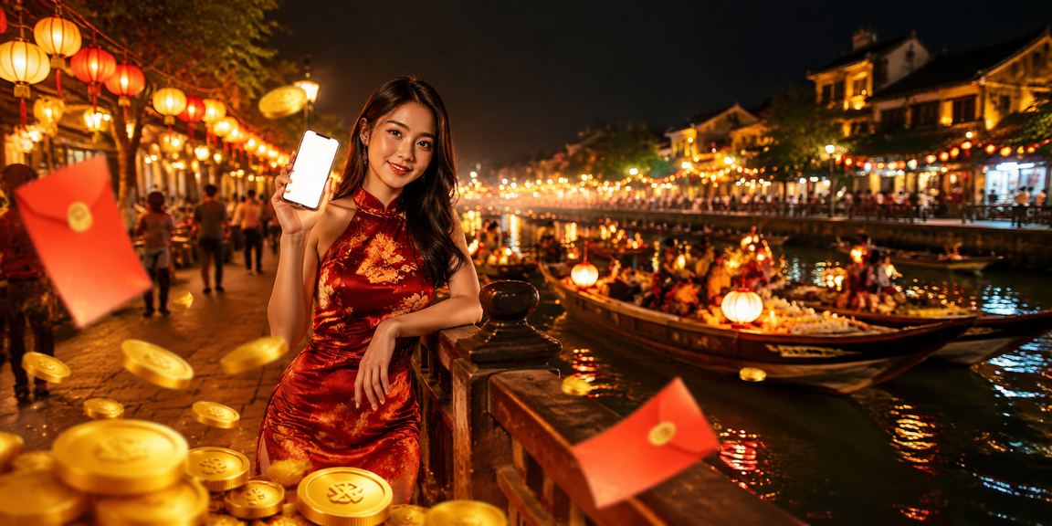 Bầu không khí lễ hội đêm tại Nha Trang với phong bì đỏ biểu tượng thưởng VIP dành cho thành viên cao cấp